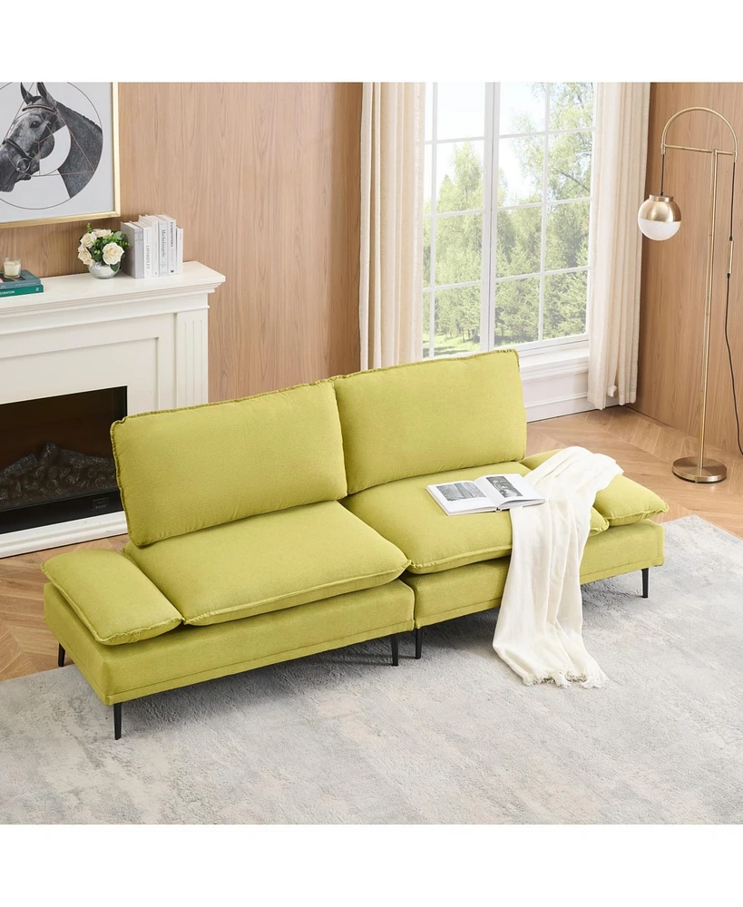 Custom 89" Cotton-Linen Throw: Green Elegance for Every Space