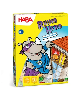 Haba Rhino Hero Xxl - Giant Games Version of The Classic Super Hero Card Stacking Game for Team Building and Family Fun, Ages 8 Years and Up