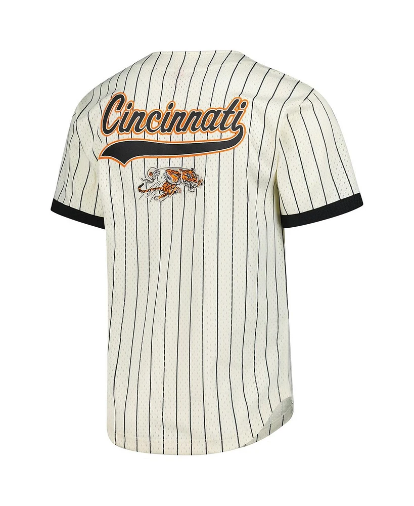 Mitchell & Ness Men's Cream Cincinnati Bengals Final Seconds Vintage Logo Mesh Button-Up Shirt