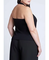 Eloquii Women's Asym Halter With Hardware Detail