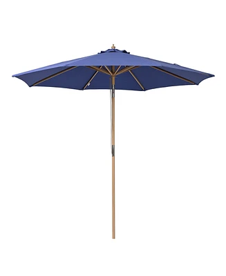 LAGarden 9Ft Patio Boho Market Patio Umbrella 260GSM Acrylic Fabric 5-Year-Non-Fading Resort Outdoor Market Hyacinth Blue