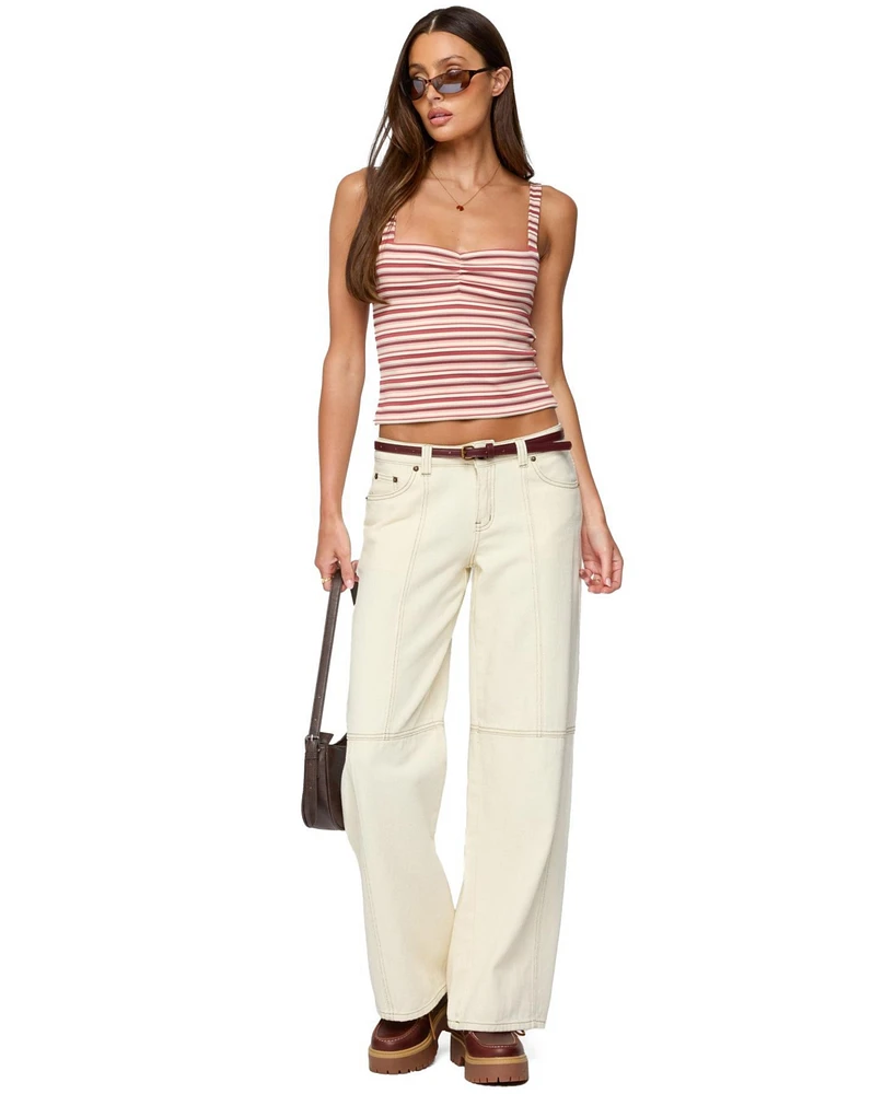 Edikted Women's Adelia Striped Ruched Tank Top