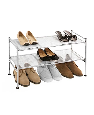 Seville Classics 2 Tier Stackable Metal Mesh Utility Shoe Rack