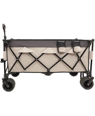 Heavy-Duty Foldable Utility Wagon - 480lbs, All-Terrain, Khaki-Gray