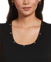 Rafaella Petite Rib Sleeveless Tank Crew Neck Top
