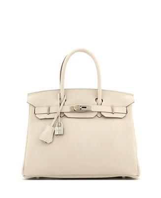 Pre-Owned Hermes Birkin 30 Handbag Light Togo with Palladium Hardware