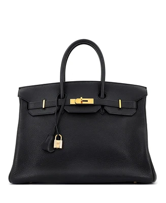 Pre-Owned Hermes Birkin Handbag Clemence with Gold Hardware