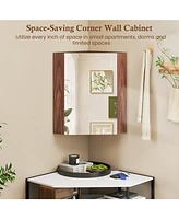 Corner Medicine Cabinet with Mirror with Open Mirror Door and Adjustable Shelf