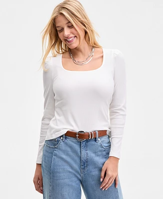 On 34th Women's Square-Neck Puff-Sleeve Top, Exclusively at Macy's