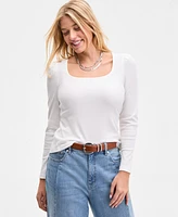 On 34th Women's Square-Neck Puff-Sleeve Top, Exclusively at Macy's