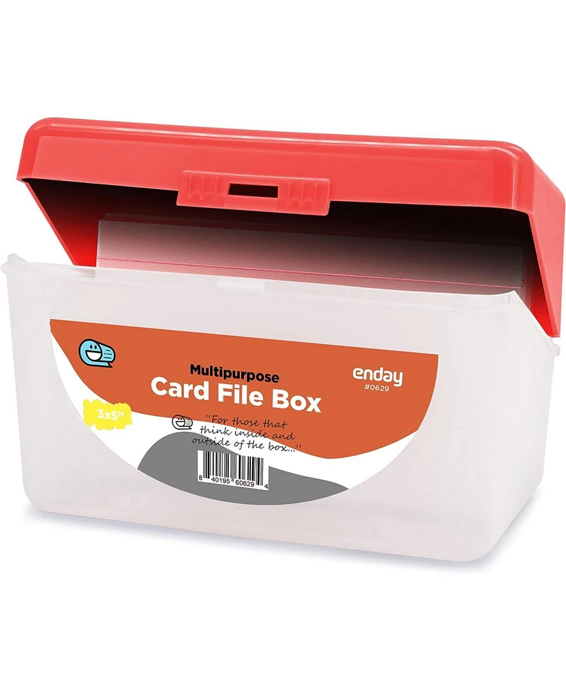 Enday Index Card Holder Red, 3x5 Note Flash Organizer Case, File w/flip top, Notecard Recipe, Holder, Holds 250 Cards (1 Pc)