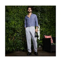 Campus Sutra Men's Cloud Grey Pleated Tailored Trousers