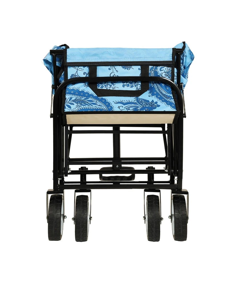 Collapsible Wagon Cart - 225lb Capacity, Beach/Utility