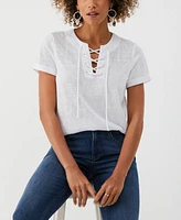 Ella Rafaella Petite Floral Print Ruffled Crew Neck Sleeveless Top