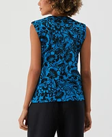 Ella Rafaella Petite Floral Print Cuffed Sleeveless Tank Top