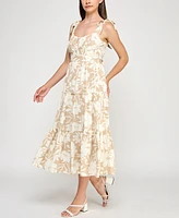 Trixxi Juniors' Printed Ruffled Sleeveless Midi Dress