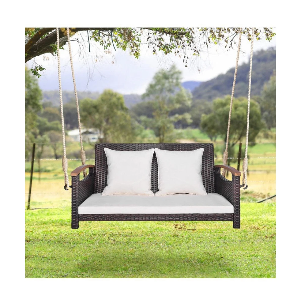 2-Person Patio Rattan Porch Swing Hammock