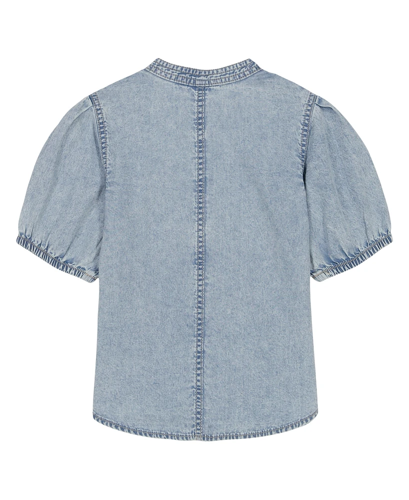 Clavin Klein Big Girls Frayed Denim Shirt