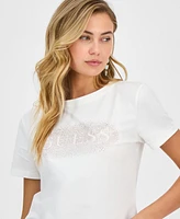 Guess Women's Ingrid Rhinestone Logo T-Shirt