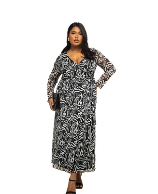 Fashion-szn Curve Women's Monochrome Print Midaxi Dress