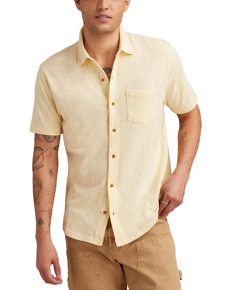 Lucky Brand Men's Linen Short Sleeve Button Down Shirt