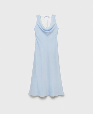 Mango Women's Draped Neck Midi Dress