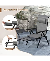 Gymax Folding Patio Chairs Set of Lounge Chairs w/ 10-Level Adjustable Backrests
