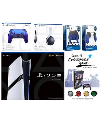 Sony Playstation 5 Pro Bundle with Pulse Headset, ExtraController, Gamer Kit, Trigger Kit and MightySkins Decal Voucher Plus 1 Year Cps Extended W