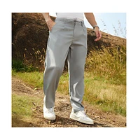 Campus Sutra Men's Cloud Grey Tailored Linen-Blend Trousers
