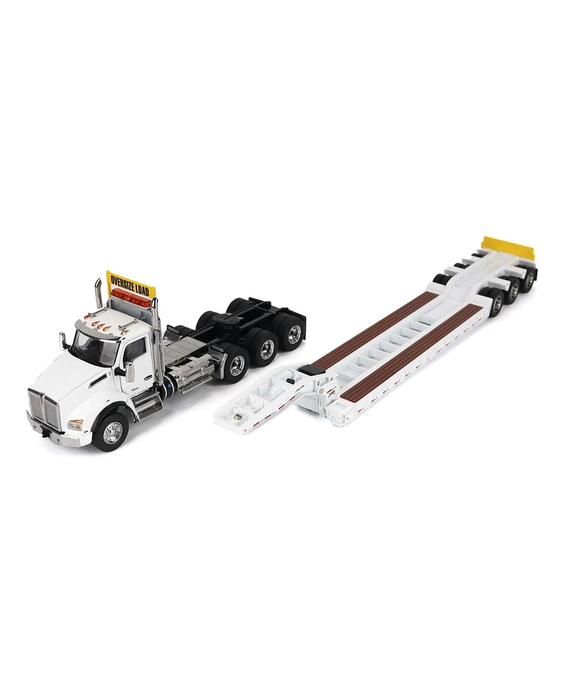 1/50 White Kenworth T880 Sbfa w/ White Trail King TK120 Hdg Lowboy Trailer 71139