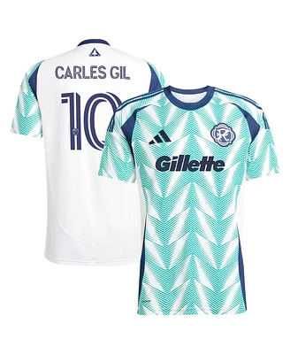 Adidas Men's Carles Gil White New England Revolution 2025 Eastern White Pine x Flag of New England Replica Player Jersey