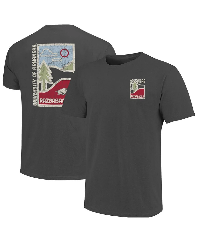 Image One Men's Graphite Arkansas Razorbacks Comfort Colors Minimal Vista Distressed Graphics T-Shirt