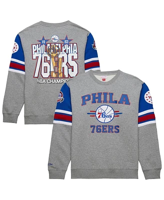 Mitchell & Ness Men's Heather Gray Philadelphia 76ers Hardwood Classics All Over 4.0 Pullover Sweatshirt