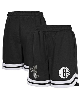 Outerstuff Big Boys and Girls Black Brooklyn Nets Teardrop Fleece Shorts
