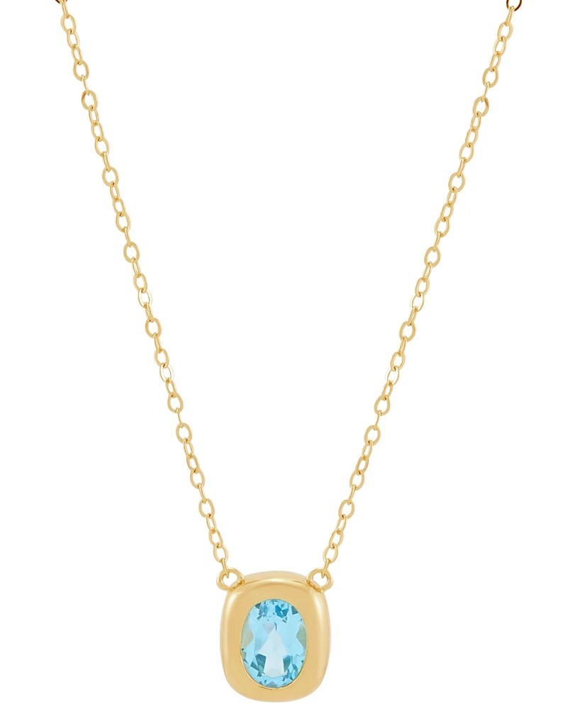 2-Pc. Set Swiss Blue Topaz Bezel Pendant Necklace & Matching Stud Earrings (1-3/4 ct. t.w.) in 14k Gold-Plated Sterling Silver