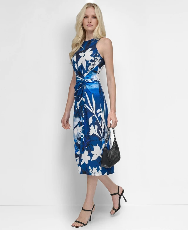 dkny blue floral dress Floral Print Shirt Dress | Shirt Dress main image 1