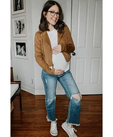 Pinkblush Maternity Blue Frayed Wide Leg Cropped Jeans