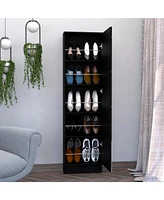 Depot E-shop Charlotte Xl Shoe Rack, Five Interior Shelves, Mirror, Single Door Cabinet