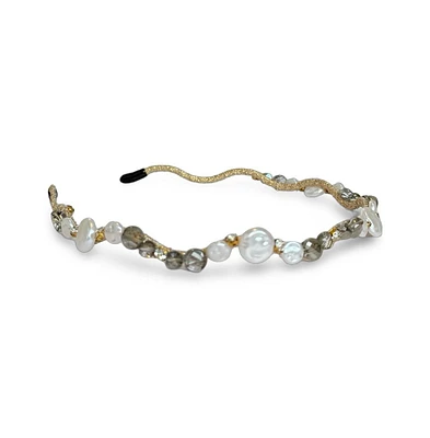 Wavy Oyster Pearl Headband - Grey