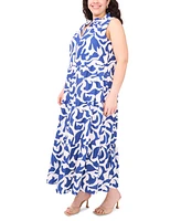 Msk Plus Printed Split-Neck Sleeveless Maxi Dress
