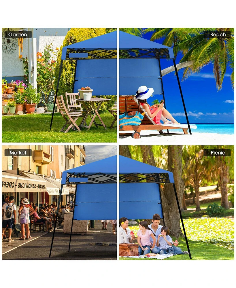 Gymax 7x7 Ft Slant Leg Pop-up Canopy Tent Shelter Adjustable Portable Carry Bag