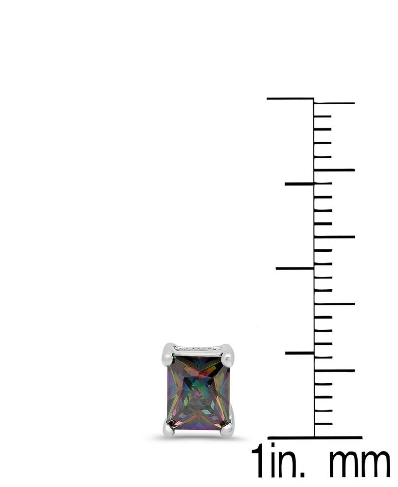 Steeltime Women's Rainbow Simulated Diamonds Princess Cut Stud Earrings