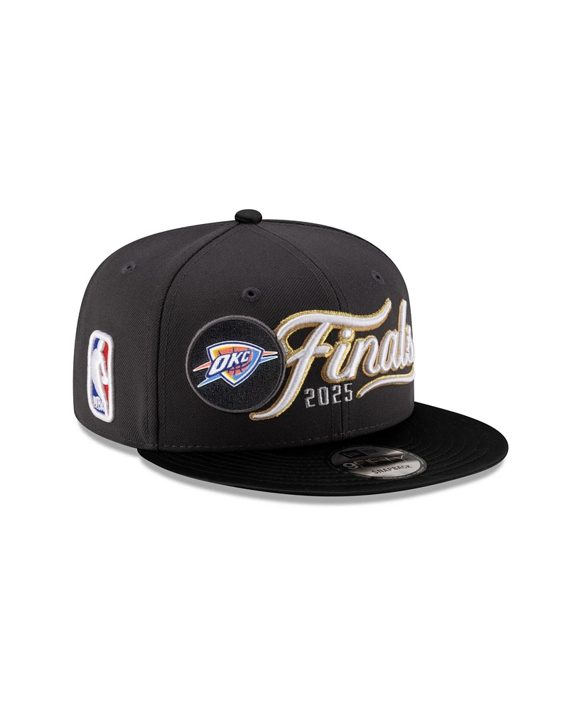 New Era Men's Charcoal/Black Oklahoma City Thunder 2025 Nba Western Conference Champions Locker Room 9FIFTY Snapback Hat