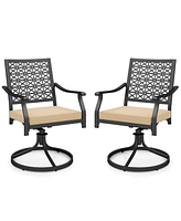 2 Pieces Outdoor Swivel Chairs Patio Dining with Padded Cushions