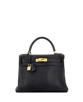 Pre-Owned Hermes Kelly 28 Handbag Clemence with Gold Hardware