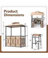 Grill Gazebo Set with Bar Table and 2 Stools for Outdoor Cooking and Entertaining