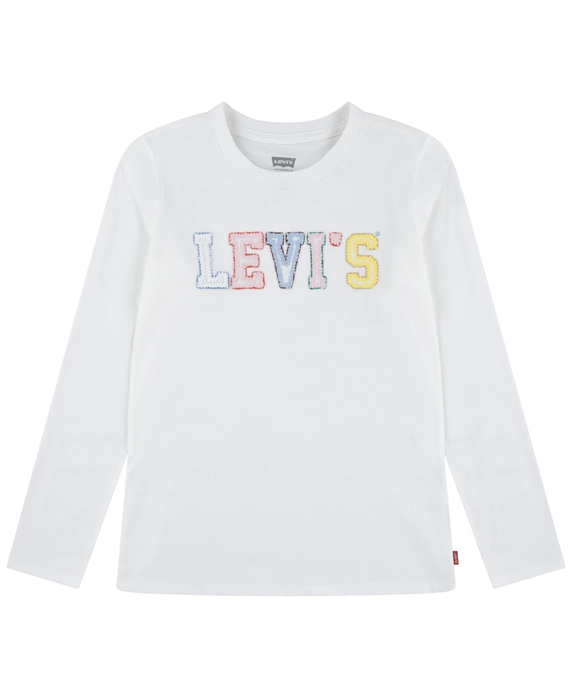 Levi's Toddler and Little Girls Crochet Logo Long Sleeve T-Shirt