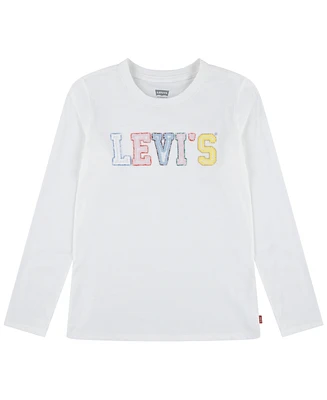 Levi's Toddler and Little Girls Crochet Logo Long Sleeve T-Shirt