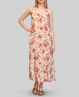 Almost Famous Juniors' Chiffon Printed V-Neck Sleeveless Maxi Dress