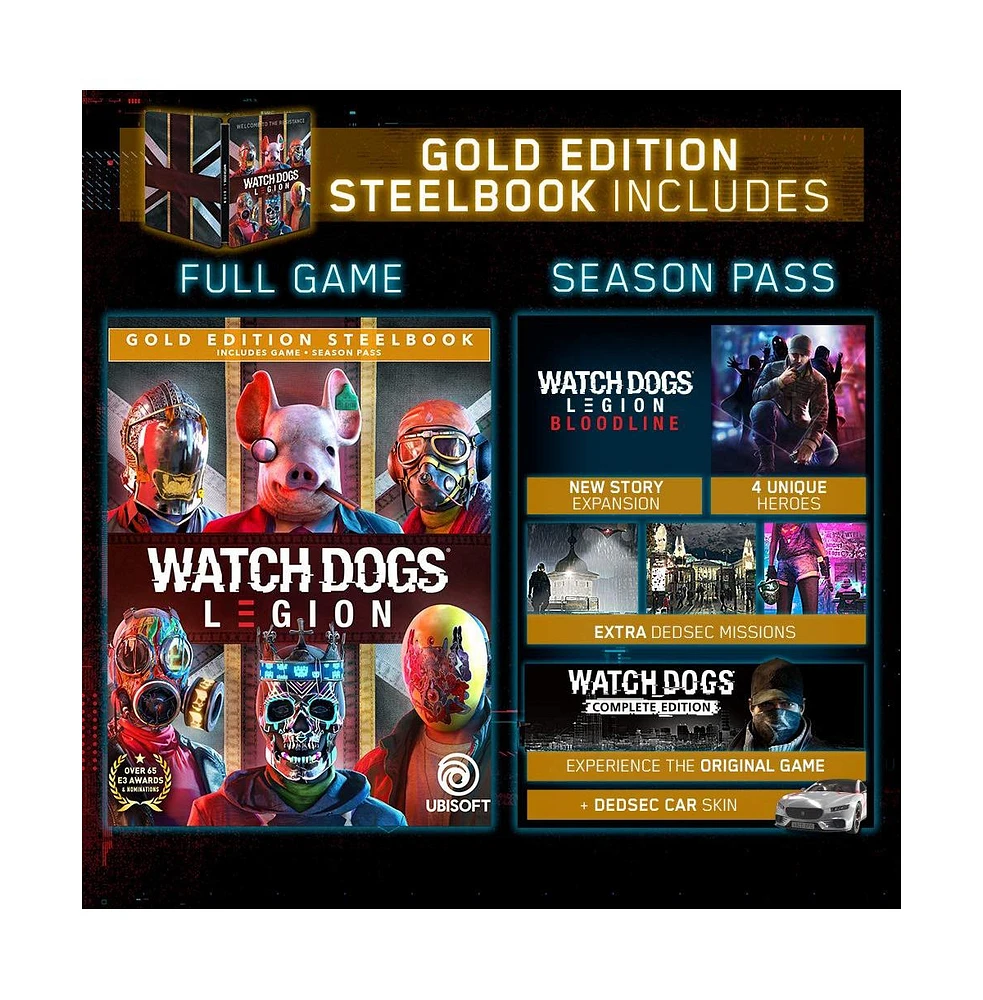 Ubisoft Watch Dogs Legion for PlayStation 4 Gold Steelbook Edition
